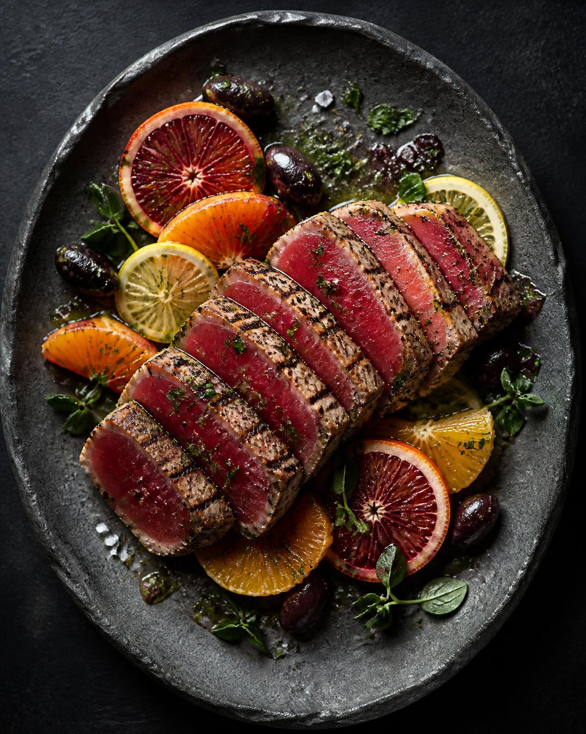 Lomo de atún a la brasa con cítricos